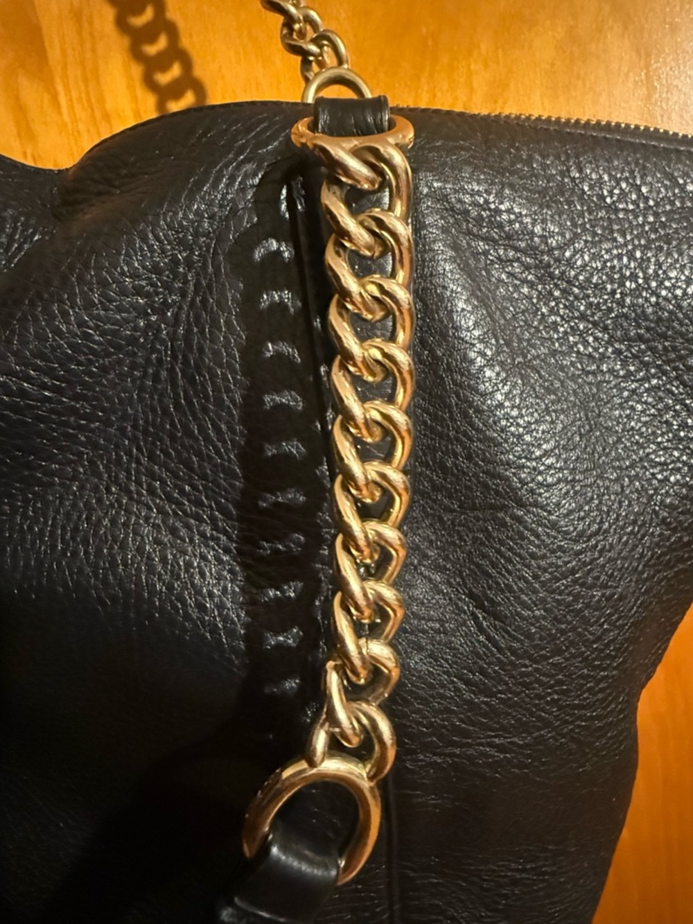 Coach Ava Black Pebble Leather Chain-Handle Tote - Picture 6 of 16